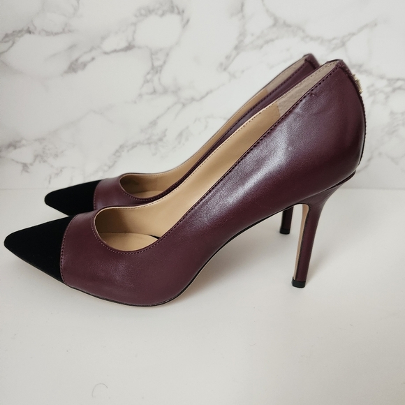NWOB Lauren Ralph Lauren | Lindella Leather Black Velvet Cap Toe Pumps - Size 8 - Picture 4 of 10